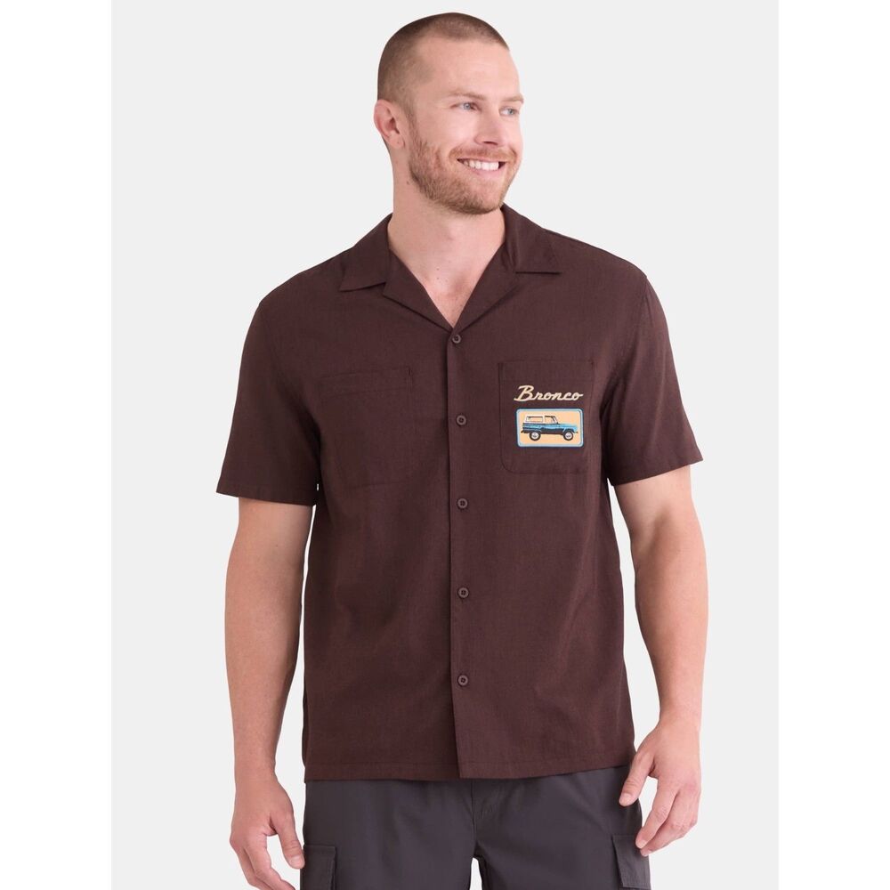 Mens Brown Ford Bronco Button Down Shirt - Size L